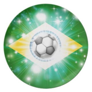 Brazil soccer flag party plates