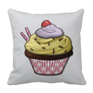 Retro Cupcake Dessert Throw Pillows