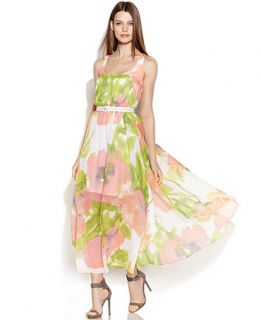 Calvin Klein Floral Print Chiffon Maxi Dress   Dresses   Women