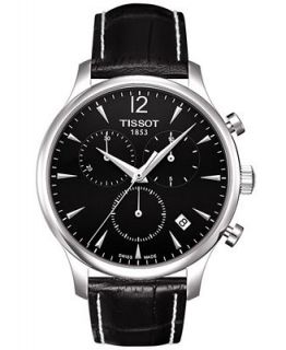 Tissot Watch, Mens Swiss Chronograph Tradition Black Leather Strap T0636171605700   Watches   Jewelry & Watches