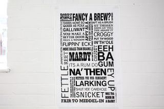 yorkshire dialect modern tea towel by jollysmith