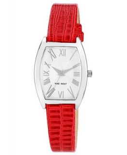 Nine West Watch, Womens Red Lizard Grain Leather Strap 30x26mm NW 1371SVRD   Watches   Jewelry & Watches