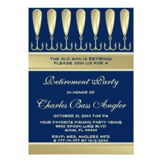 Funny Fishing Spoon GB Lure Sport Retirement Party Personalized Invites