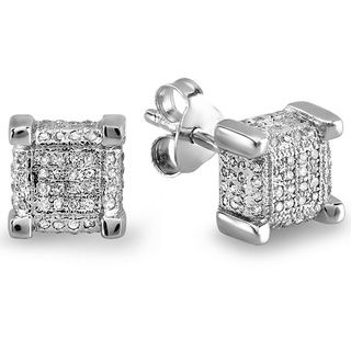 Sterling Silver 1/3ct TDW Diamond Square Dice Earrings (I J, I2 I3) Diamond Earrings