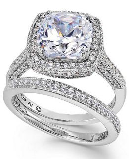 Sterling Silver Ring Set, Swarovski Zirconia Bridal Ring and Band Set (7 5/8 ct. t.w.)   Rings   Jewelry & Watches
