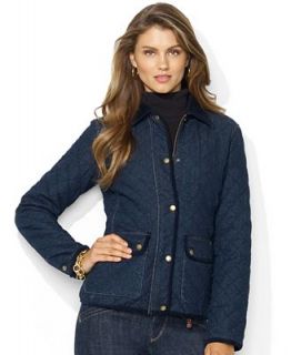 Lauren Jeans Co. Coat, Corduroy Trimmed Quilted   Coats   Women