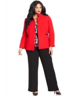 Tahari by ASL Plus Size Contrast Blazer Pantsuit   Suits & Separates   Plus Sizes