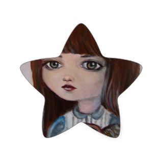 Big eyed deer girl forest girl cute star stickers