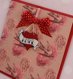 tattoo style necklace greeting and card by abigail warner