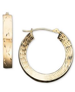 10k Gold Textured Round Hoop Earrings   Earrings   Jewelry & Watches