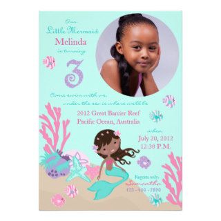 African Mermaid Third Birthday Card