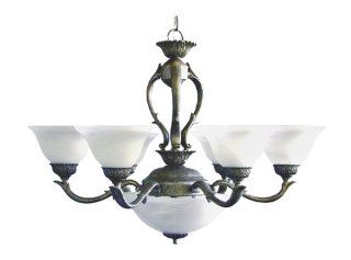 Marquis Lighting 8906 109 1 PG Chandeliers with Alabaster Shades, Pewter Gold    