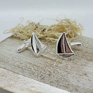 sterling silver sailing boat cufflinks by david louis design