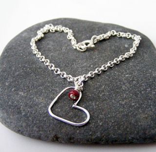 personalised silver heart birthstone bracelet by tanya garfield jewellery