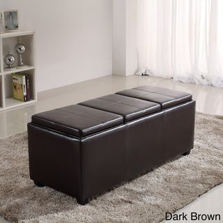 Franklin Extra Large Rectangular Faux Leather Storage Ottoman with 3 Serving Trays WyndenHall Ottomans