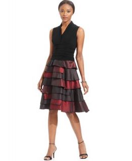 SL Fashions Petite Dress, Sleeveless Colorblock Tiered A Line   Dresses   Women