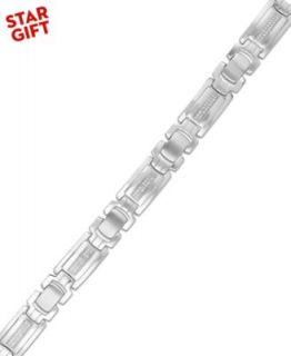Mens Diamond Bracelet, Stainless Steel Diamond Rectangle Link (1/10 ct. t.w.)   Bracelets   Jewelry & Watches