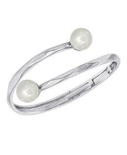 Majorica Pearl Bracelet, Sterling Silver Organic Man Made Pearl Ripple Bangle   Fashion Jewelry   Jewelry & Watches