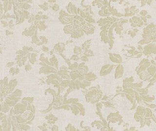 Brewster 112 48357 Crackle Damask Scroll Wallpaper, Cream/Taupe    