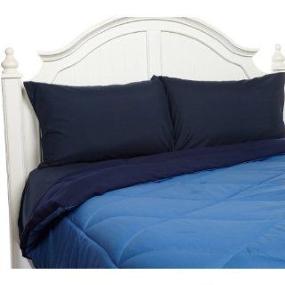 Silky Soft   Goose Down Alternative Reversible Comforter Set  Available In A Few Sizes And Colors, King, Navy/Aqua   Bed Comforter