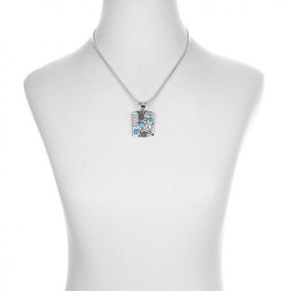 Jay King Sleeping Beauty Turquoise and CZ Sterling Silver Pendant with 18" Chai