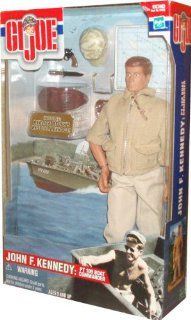 Hasbro Year 2000 G.I. Joe 12 Inch Tall Action Figure   John F. Kennedy as PT 109 Boat Commander with Tropical Issue Khaki Trousers, Jacket, Sunglasses, Utility Cap, K Bar Knife and Sheath, .38 Cal. Pistol and Holster, Web BElt, Operations Map, Miniature Re