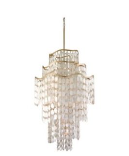 Corbett Lighting 109 719 Dolce Nineteen Light Pendant, Champagne Leaf with Capiz Shell Finish with Clear Crystal   Ceiling Pendant Fixtures  