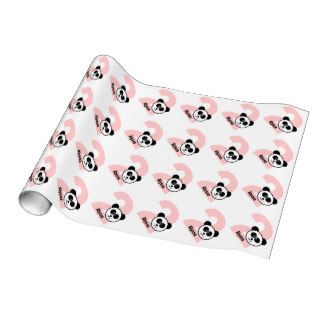 2nd Birthday PANDA Two Year Old Custom Girl Name Gift Wrapping Paper