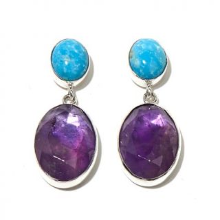 Jay King Amethyst and Turquoise Sterling Silver Drop Earrings