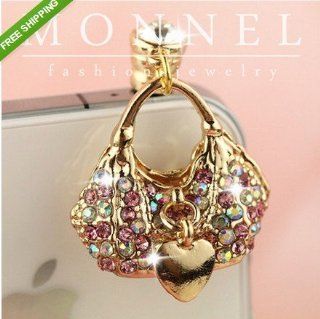 ip107 Bling Handbag Dust Proof Phone Plug Cover Charm For iPhone Smart Phone Cell Phones & Accessories