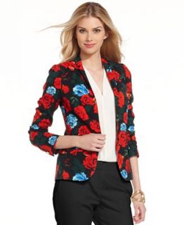 Vince Camuto Blazer, Three Quarter Sleeve Floral Print   Jackets & Blazers   Women