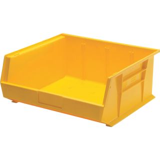 Quantum Storage Heavy Duty Stacking Bins — 14 3/4in. x 16 1/2in. x 7in. Size, Yellow, Carton of 6  Ultra Stack   Hang Bins