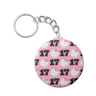 Girls Volleyball Player Uniform Number 17 Key Chains
