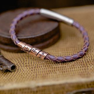 personalised purple slim open scroll bracelet by joulberry