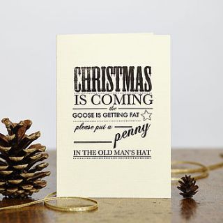 hand printed christmas is coming card by katie leamon