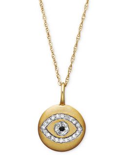 Diamond Necklace, 14k Gold Diamond Evil Eye Pendant (1/10 ct. t.w.)   Necklaces   Jewelry & Watches