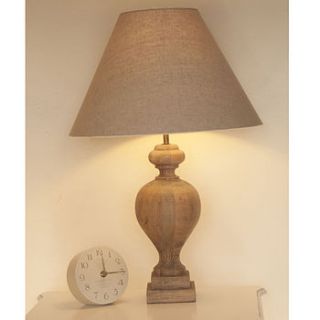 weathered oak table lamp small by candle and blue