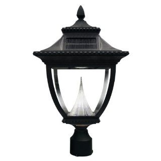 Gama Sonic Pagoda Solar Charged LED Lantern, 3 Inch Fitter for Post Mount, Black Finish #GS 104F   Outdoor Post Lights  