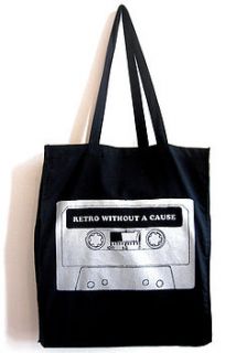 cassette tape cotton tote bag by print and repeat