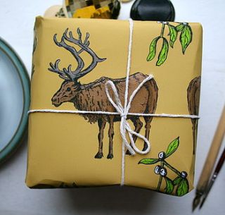 woodland reindeer christmas wrapping paper by goodnight boutique