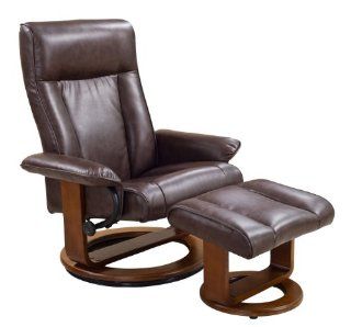 Mac Motion Chairs 7294 17 103 Polyurethane Swivel, Recliner with Ottoman, Tobacco  