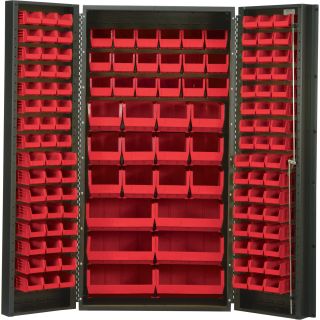 Quantum Storage Cabinet With 132 Bins — 36in. x 24in. x 72in. Size, Red  Storage Bin Cabinets
