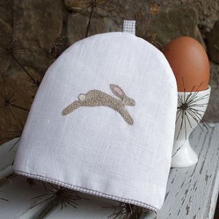 hand embroidered bunny egg cosy by caroline watts embroidery