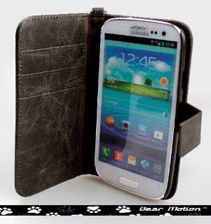 Bear Motion Luxury 100 Percent Genuine Top Layer Buffalo Hide Vintage Leather Case for Samsung Galaxy S3 / SIII / I9300   Vintage Brown Cell Phones & Accessories