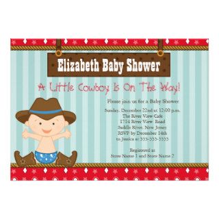Cute Western Little Cowboy Baby Shower Invitations