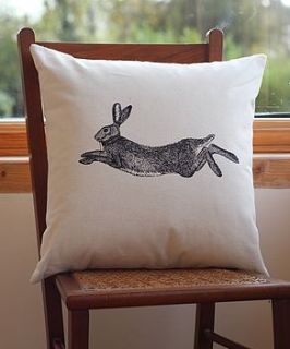 hare print cushion by bird