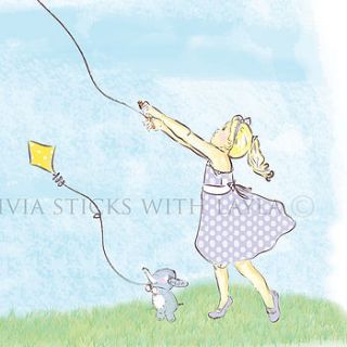 art print for children 'flying my kite' by olivia sticks with layla