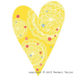 yellow dotty bohemian heart decoration by rachael taylor