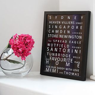 bespoke memory lane destination framed print by the poetry studio