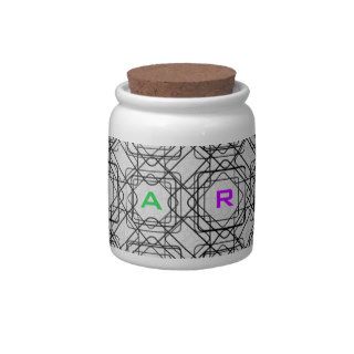 Black Squares & White Circles Geometric Design Candy Jar